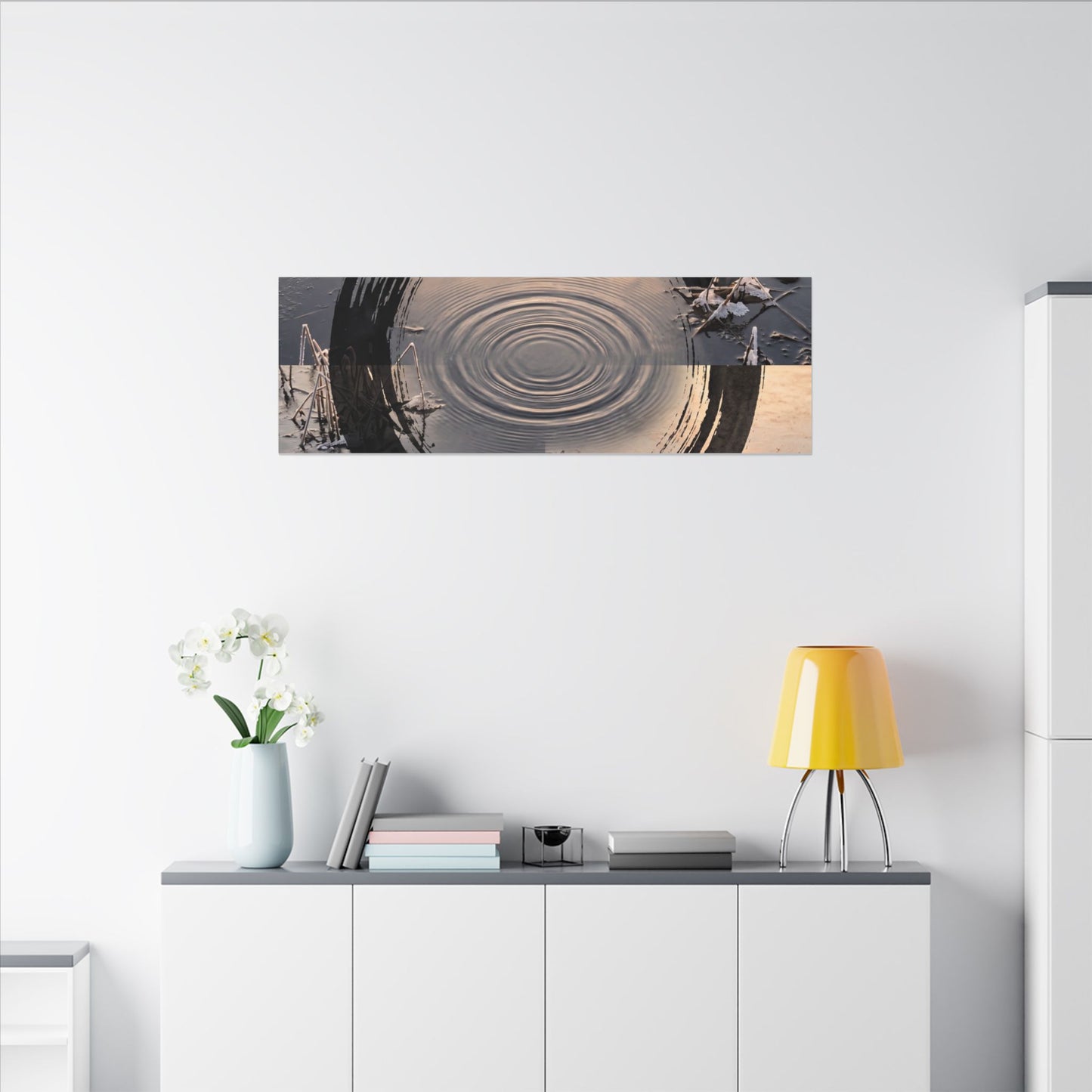 Winter Water Ripple Enso Canvas Art | Tranquil Decor