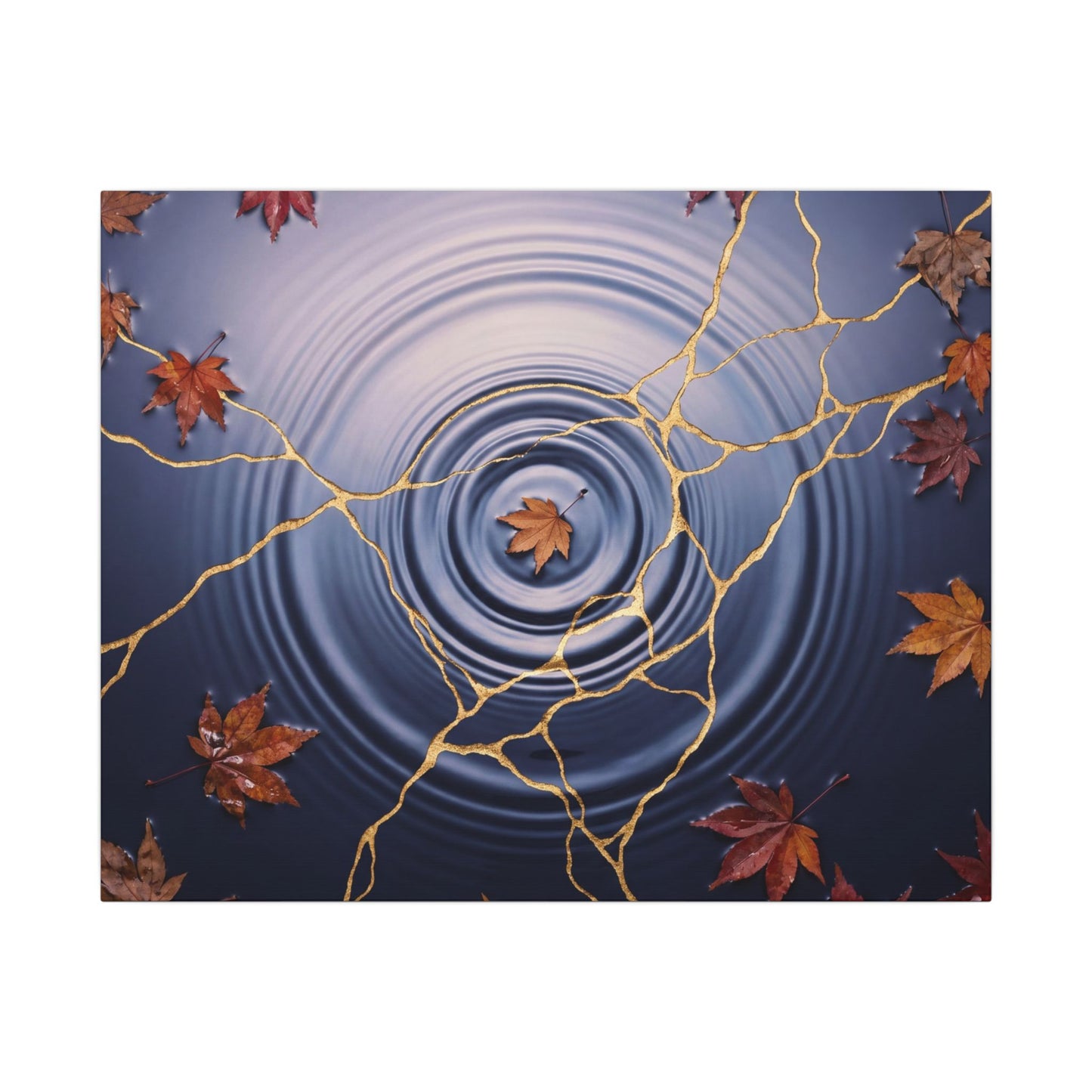 Kintsugi Water Ripple in Dawn | Gold Vein Canvas Art