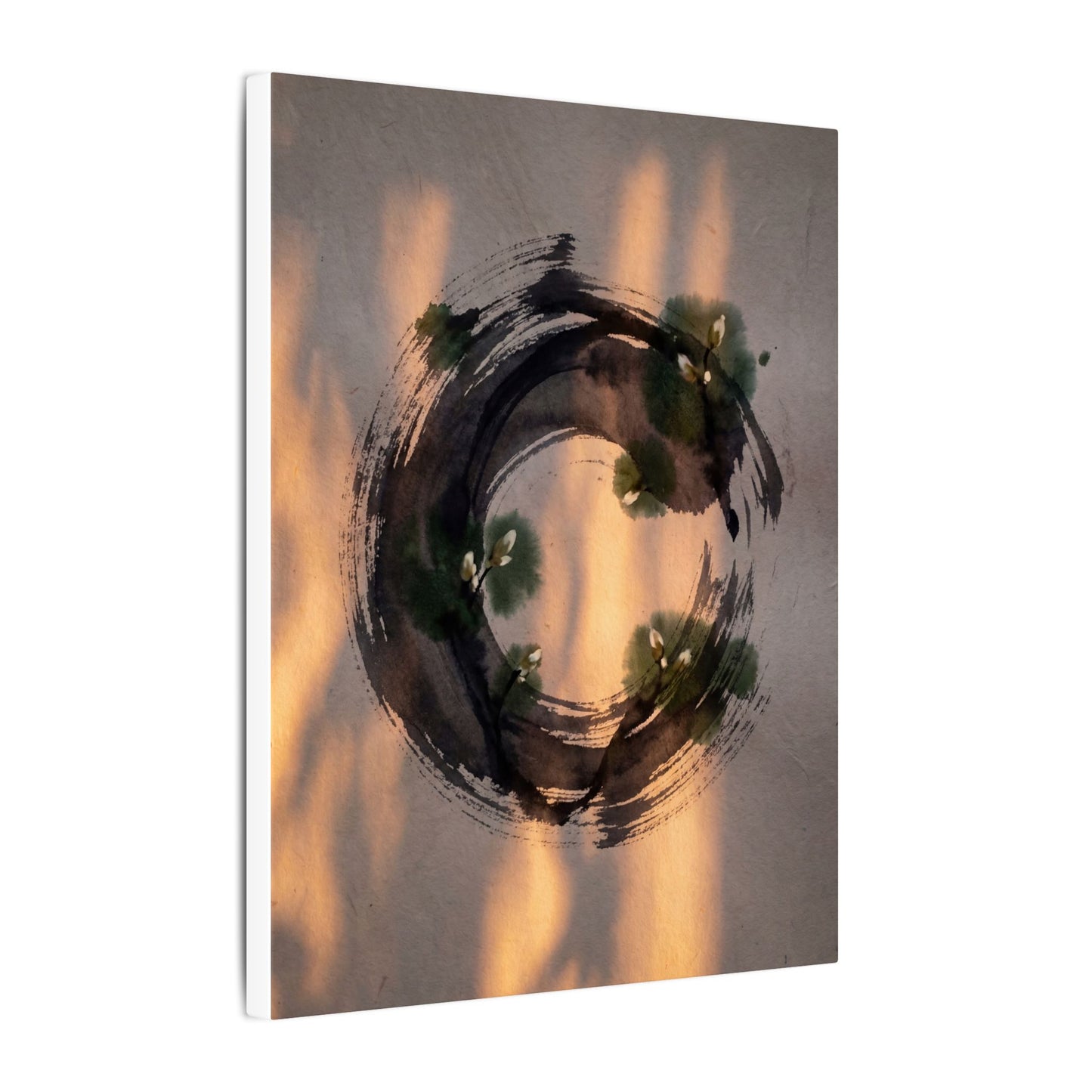 Ink Brushstroke Spring Canvas Art | Dark Japandi Bold Design