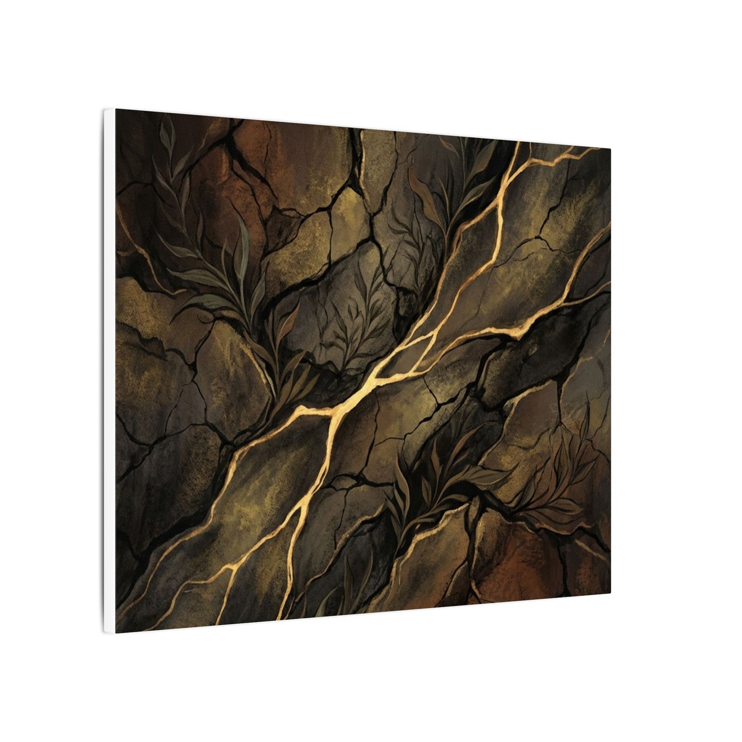 Cracked Earth Charcoal Ink Canvas Art | Bold Dark Japandi Art