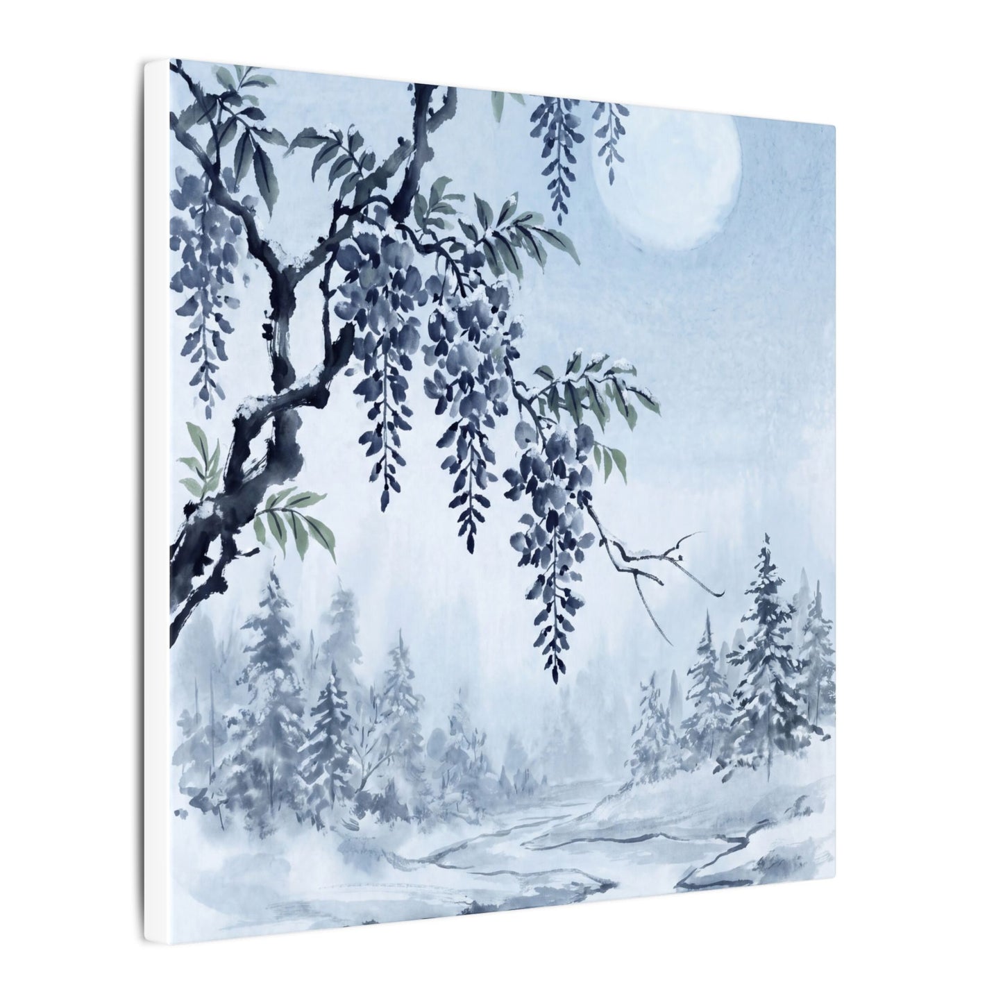 Seijaku Wisteria Canvas Art - Zen Sumi E