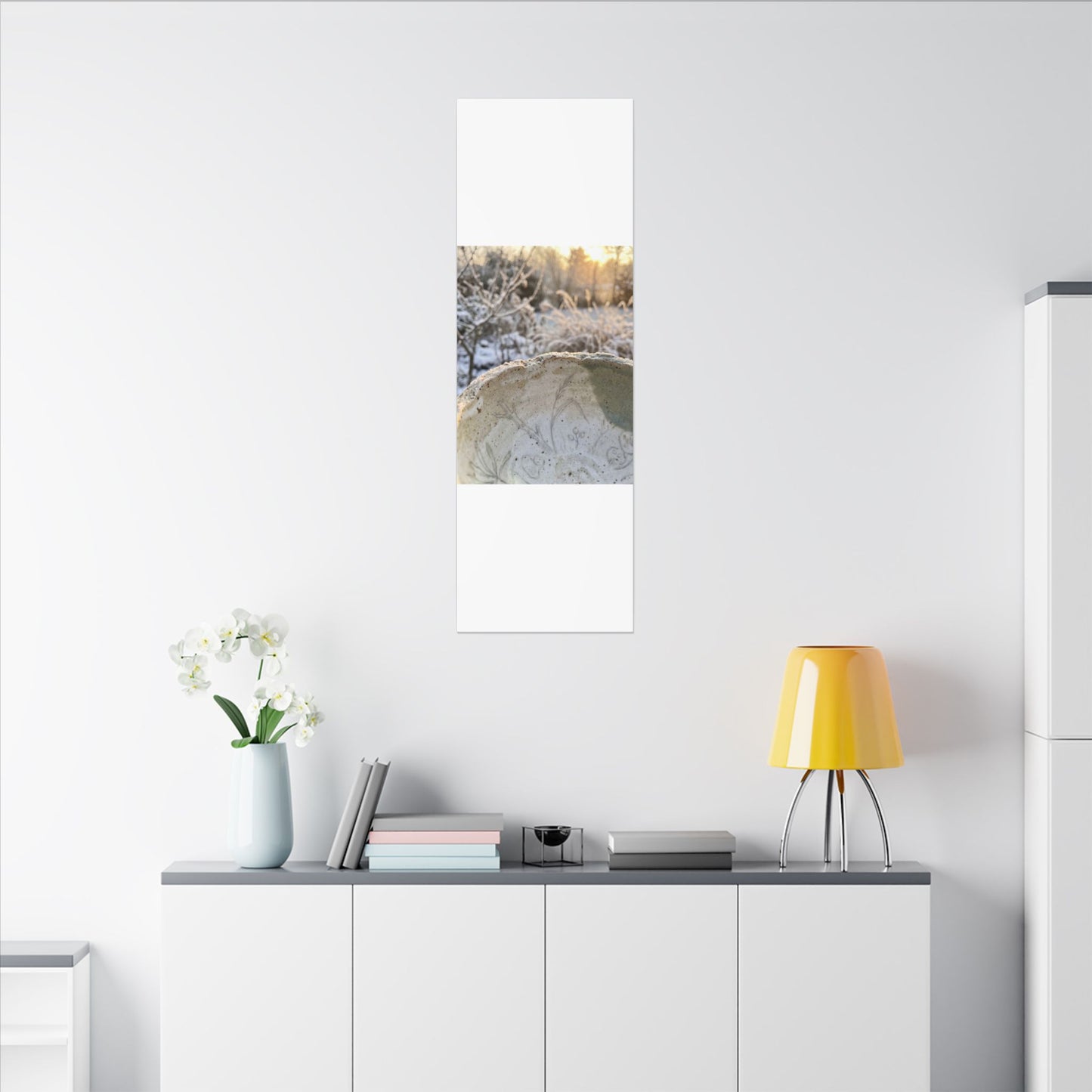 Ceramic Bowl Canvas Art | Winter Japandi Minimal Line Art