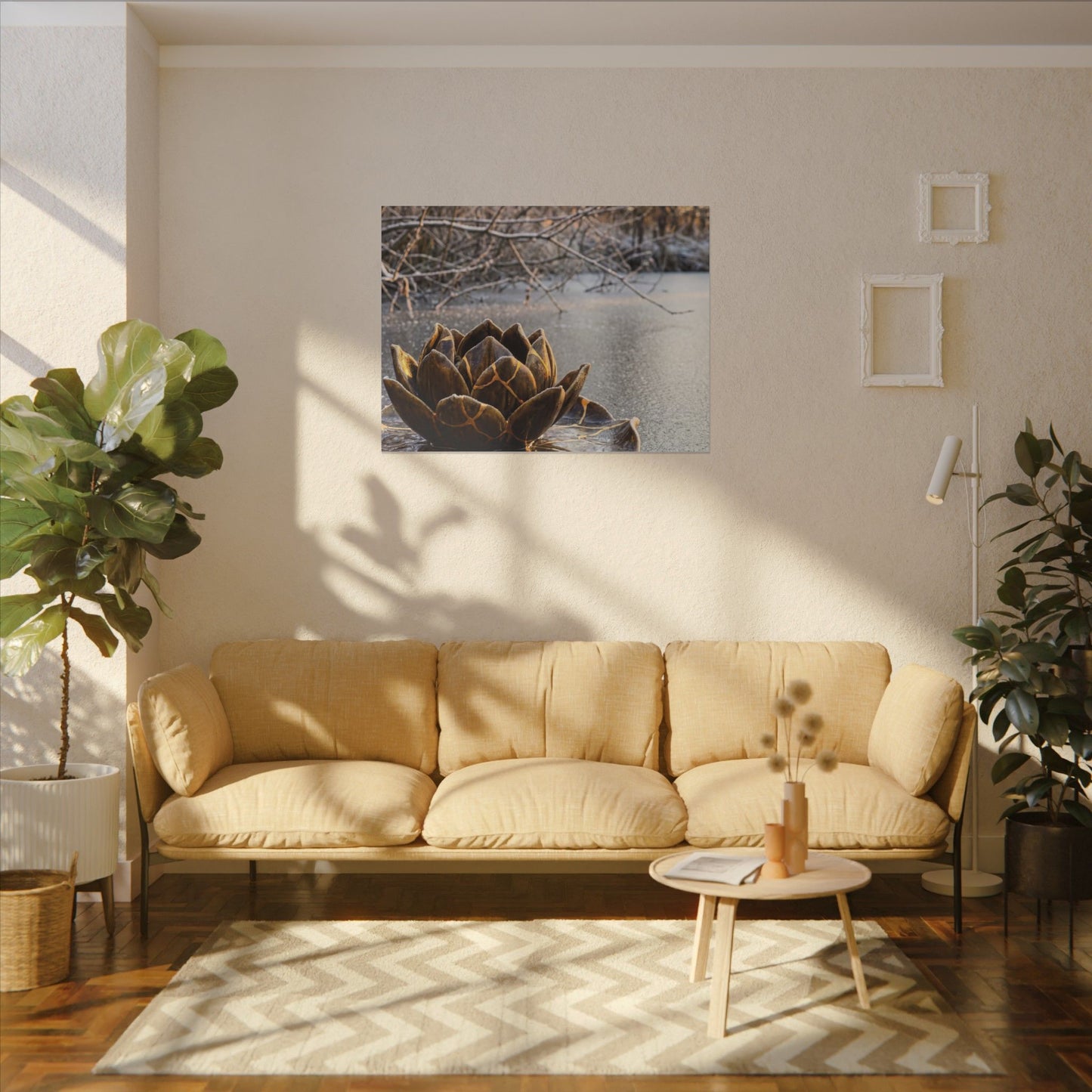 Lotus Flower Gold Repair Canvas Art | Beautiful Kintsugi Art