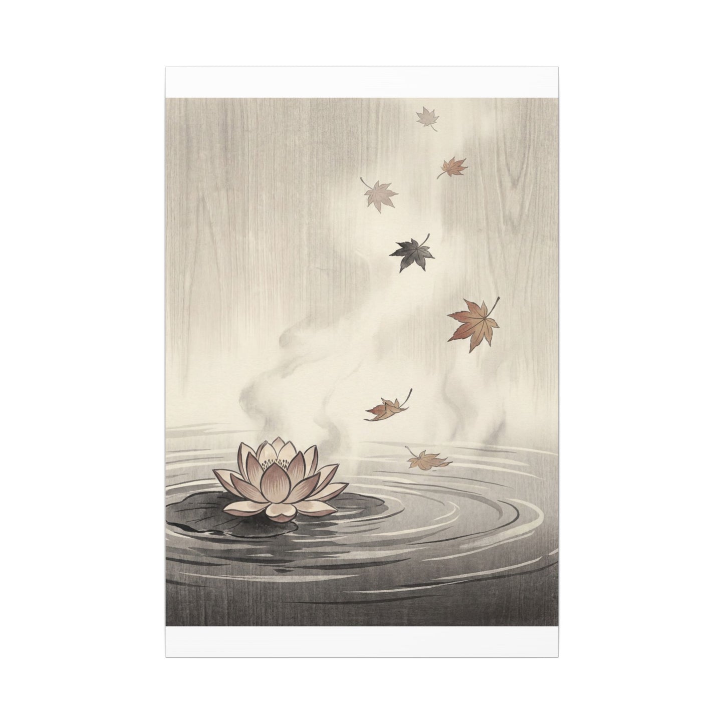 Lotus Flower Canvas Art | Autumn Zen Ukiyo E Inspired Art