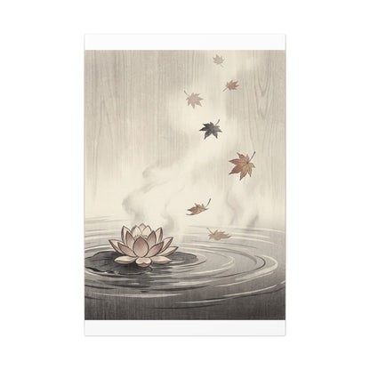 Lotus Flower Canvas Art | Autumn Zen Ukiyo E Inspired Art
