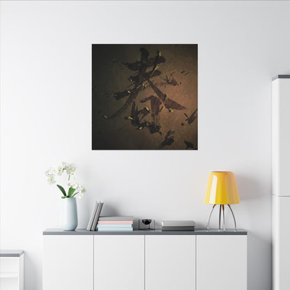 Calligraphy Shadow Zen Canvas Art | Bold Dark Japandi Art