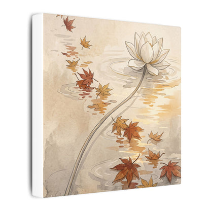 Lotus Flower Canvas Art | Autumn Japandi Minimal Line Art
