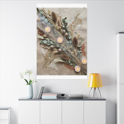 Candlelight Dried Flowers Canvas Art - Japandi Kanso