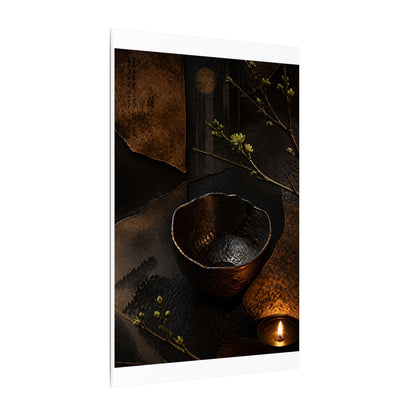 Atmospheric Ceramic Bowl Canvas Art - Shadow Zen Dark Japandi