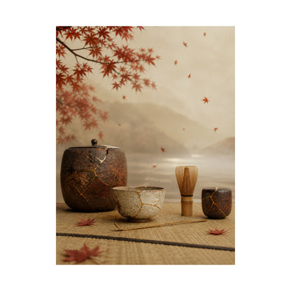 Kintsugi Tea Ceremony in Overcast | Gold Vein Wall Art Print