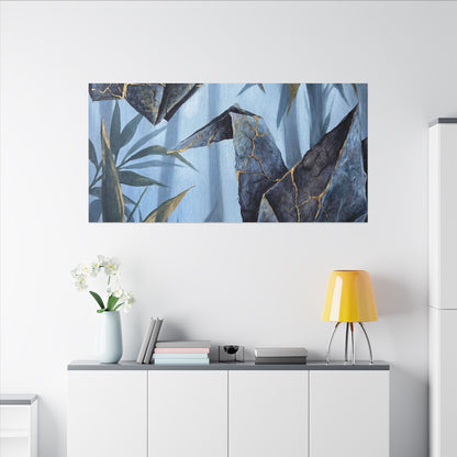 Paper Fold Canvas Art | Summer Kintsugi Crackle Gold Art