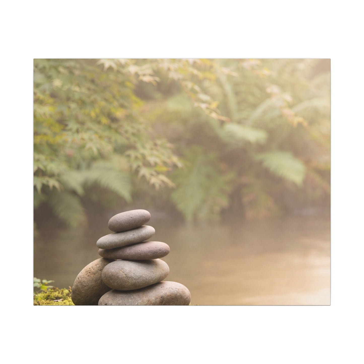 Cozy River Stones Canvas Art - Japanese Pattern Japandi
