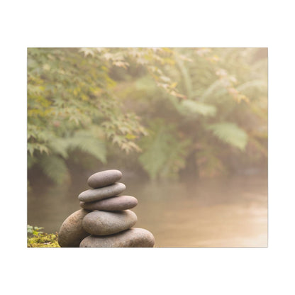 Cozy River Stones Canvas Art - Japanese Pattern Japandi