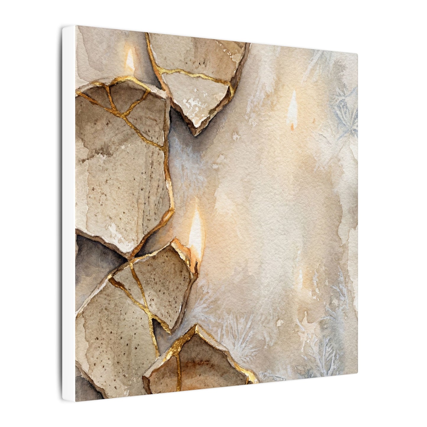 Broken Pottery Winter Canvas Art | Japandi Warm Design