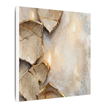 Broken Pottery Winter Canvas Art | Japandi Warm Design