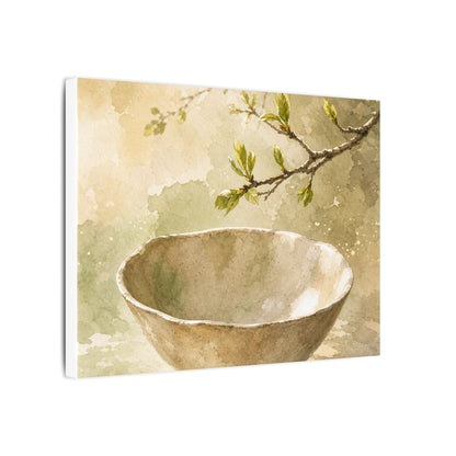 Warm Ceramic Bowl Canvas Art - Watercolor Japandi