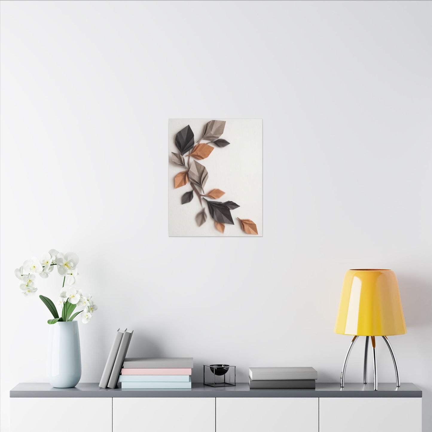 Paper Fold Autumn Canvas Art | Japandi Earthy Design