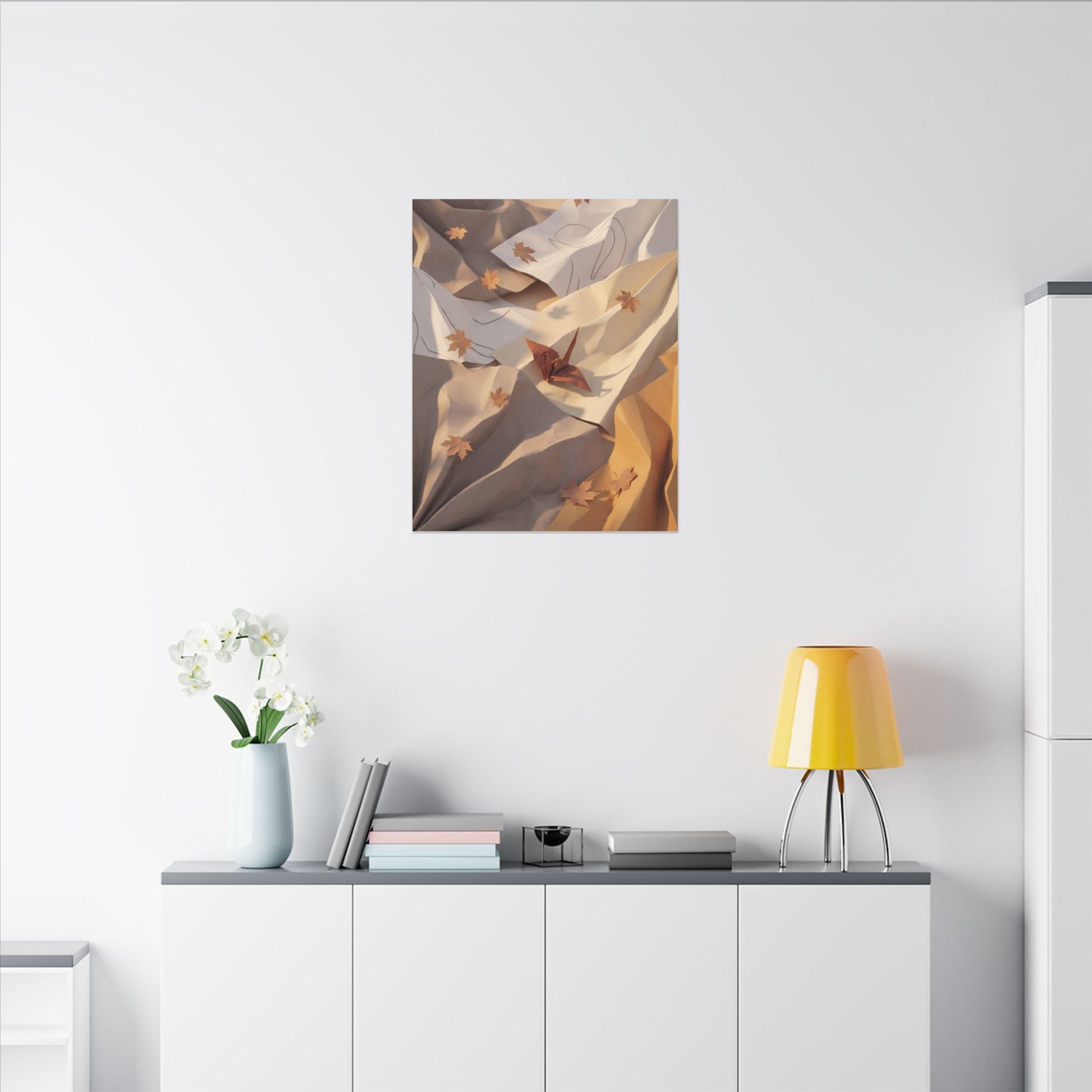 Autumn Paper Fold Minimal Line Canvas Art | Cozy Decor