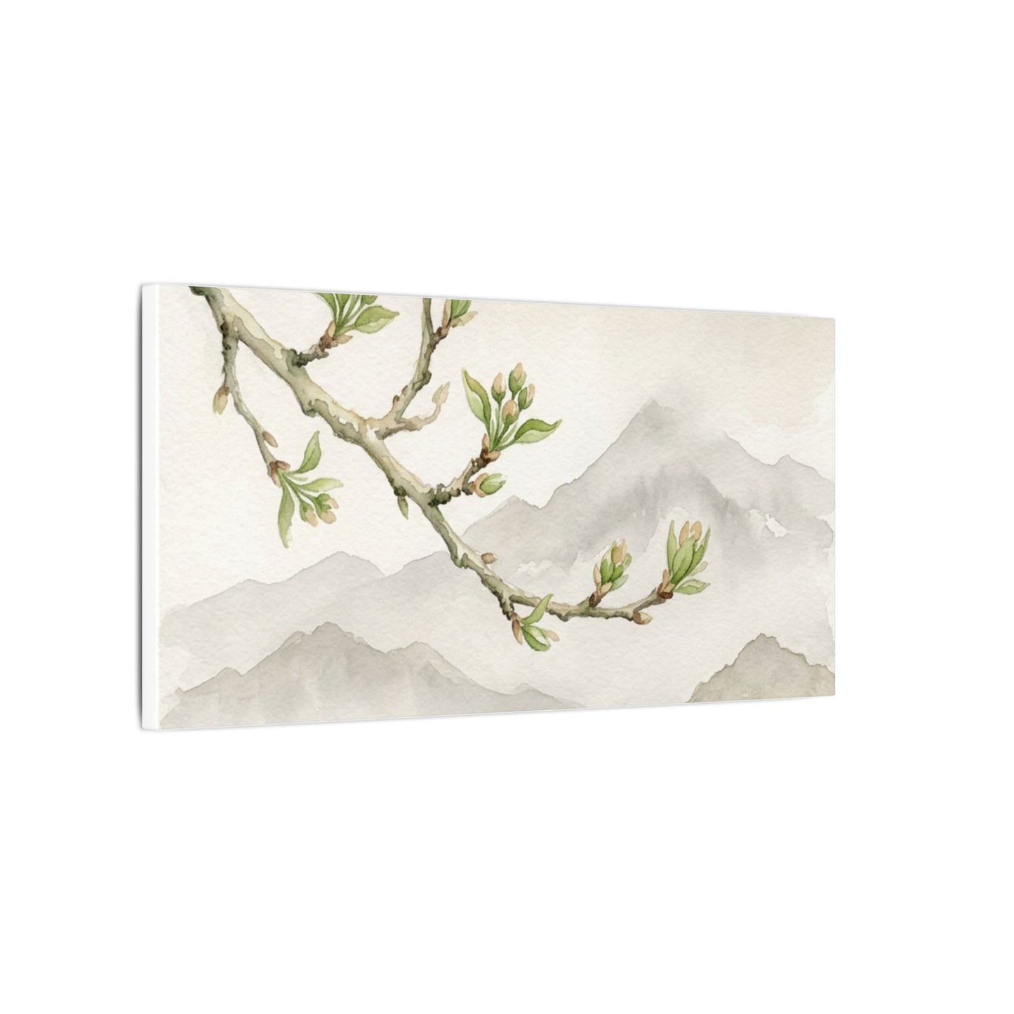 Spring Mountain Mist Watercolor Canvas Art | Cozy Decor