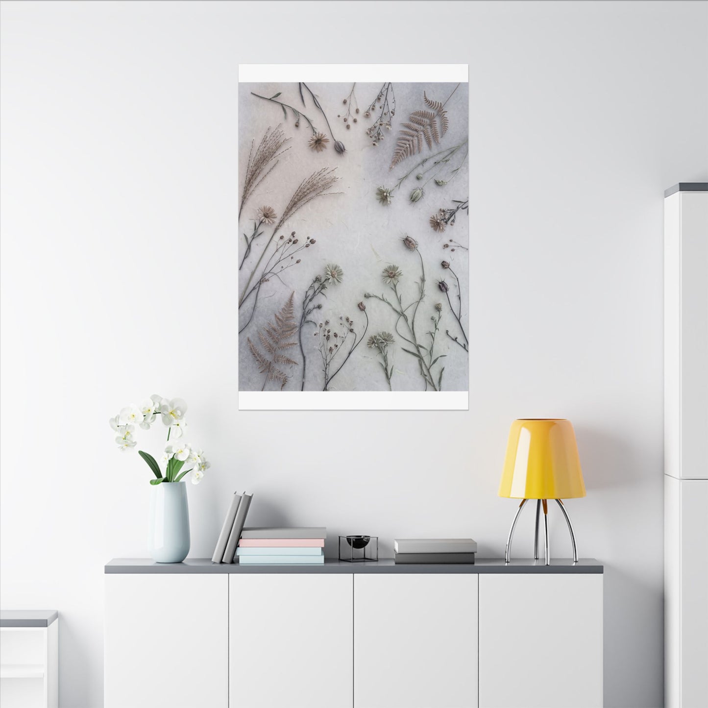 Dried Flowers Japanese Pattern Canvas Art | Elegant Japandi Art