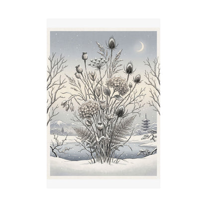 Zen Dried Flowers in Dawn | Ukiyo E Inspired Wall Art Print
