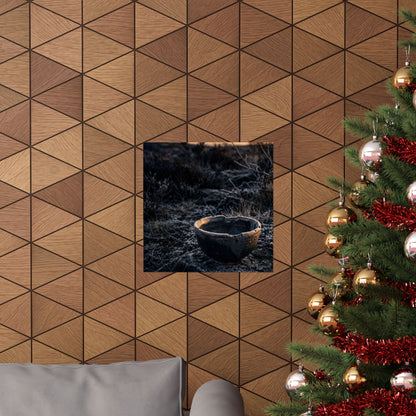 Dark Japandi Ceramic Bowl in Golden Hour | Dark Texture Wall Art Print
