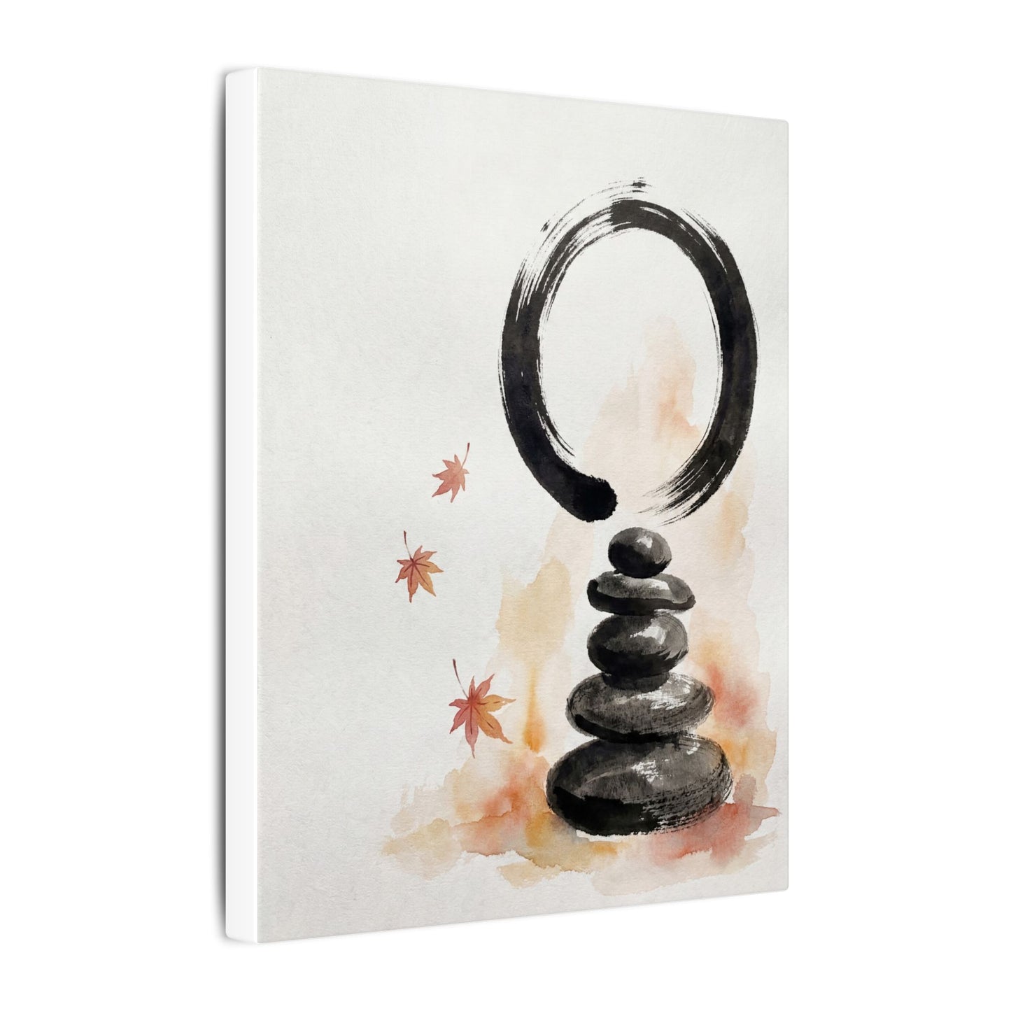 River Stones Canvas Art | Autumn Zen Enso Art