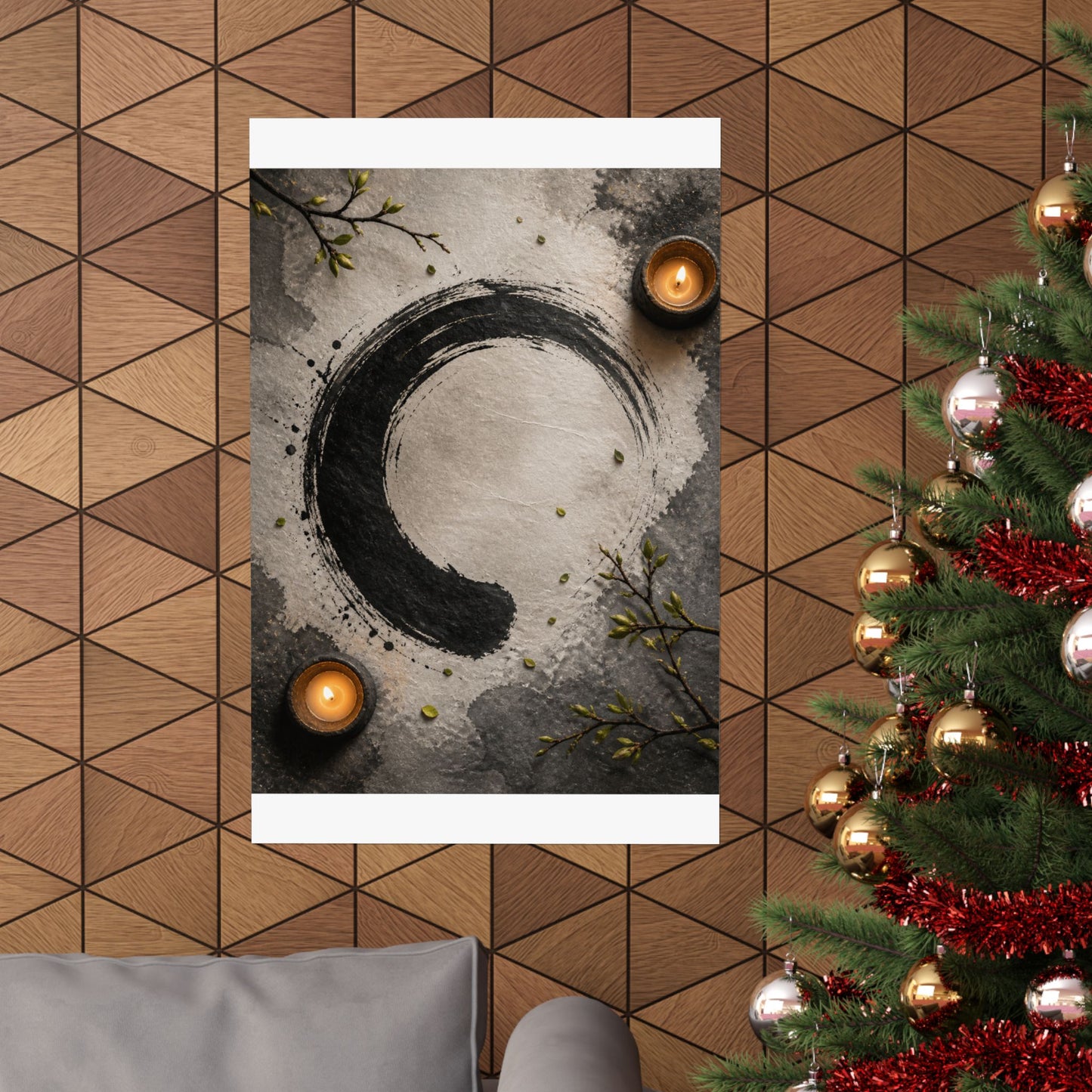 Peaceful Ink Brushstroke Wall Art Print - Enso Zen