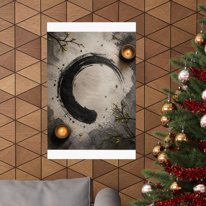 Peaceful Ink Brushstroke Wall Art Print - Enso Zen