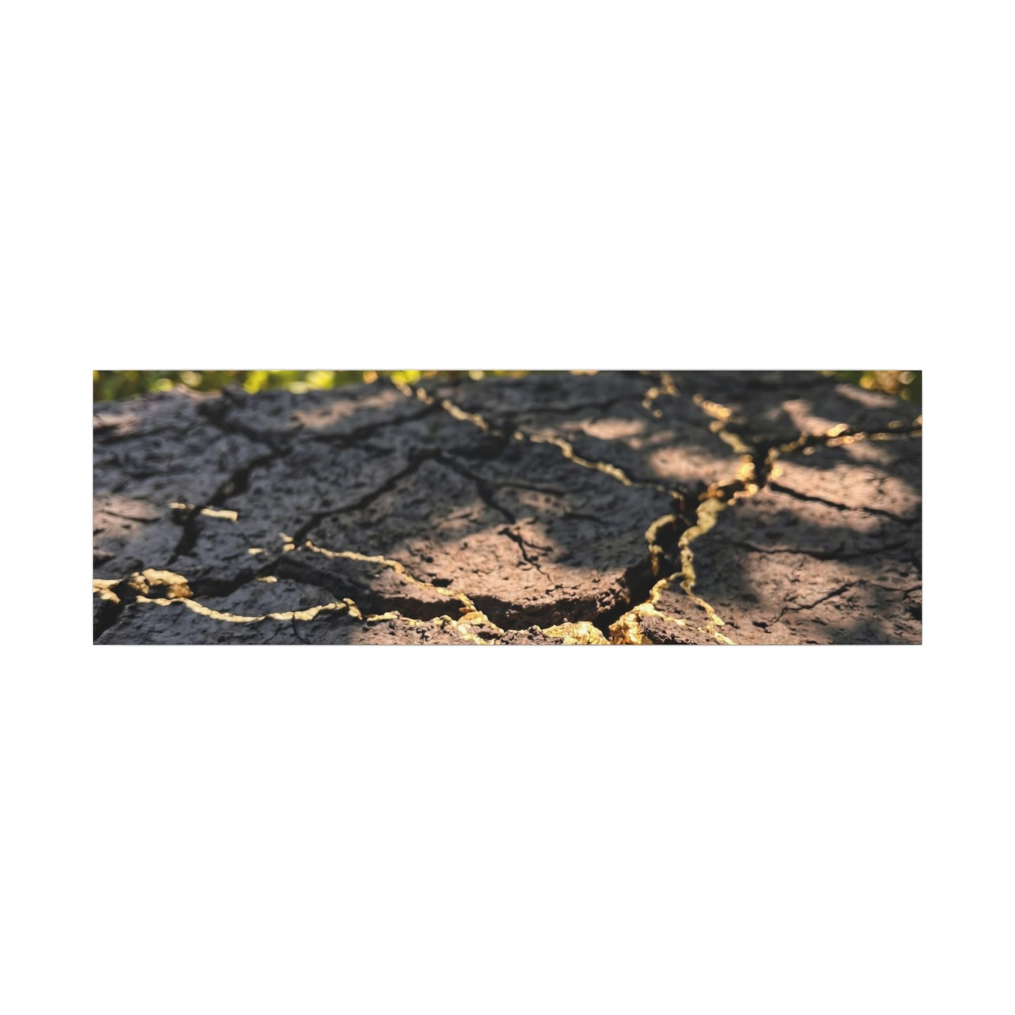 Shibui Cracked Earth Canvas Art - Kintsugi Gold Repair