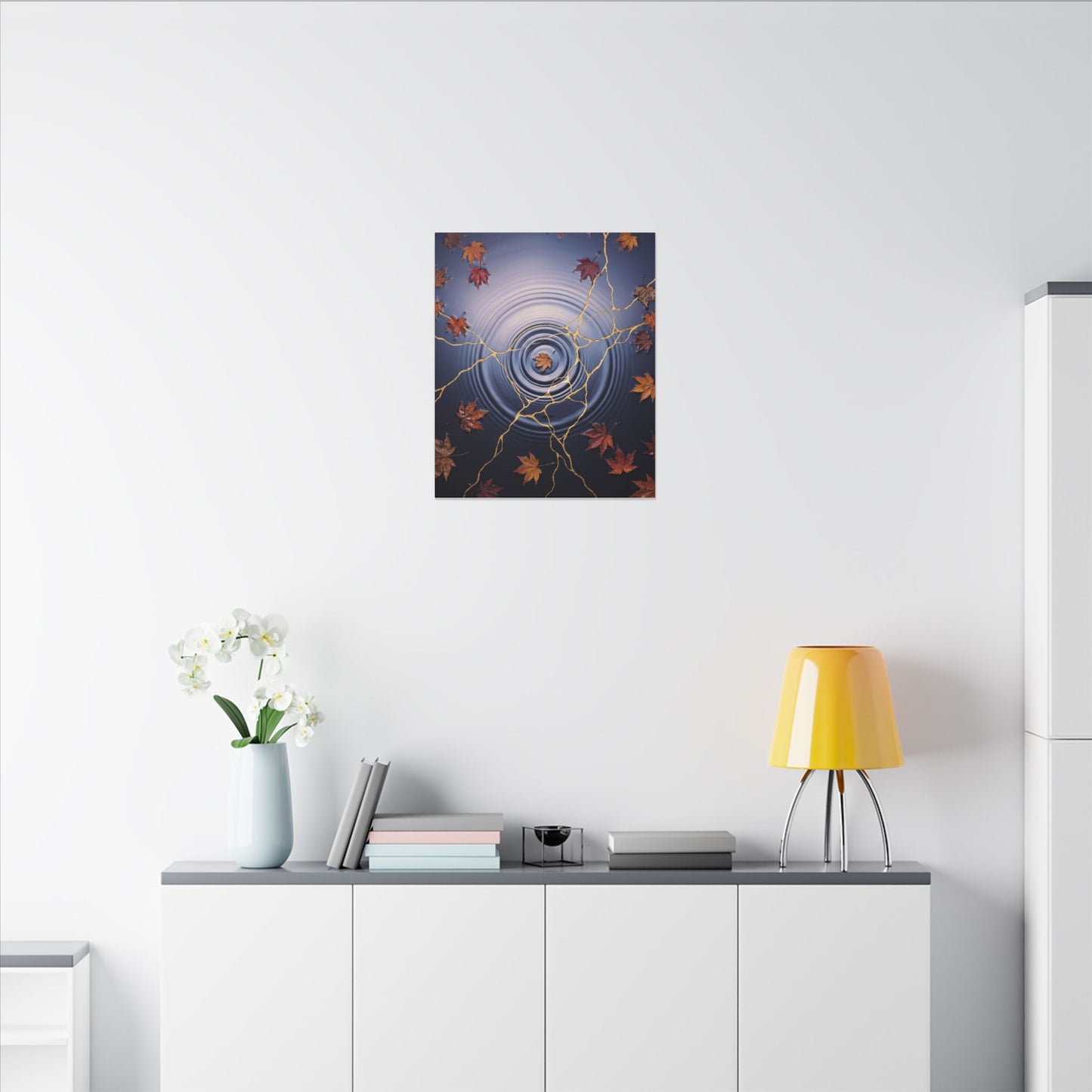 Kintsugi Water Ripple in Dawn | Gold Vein Canvas Art