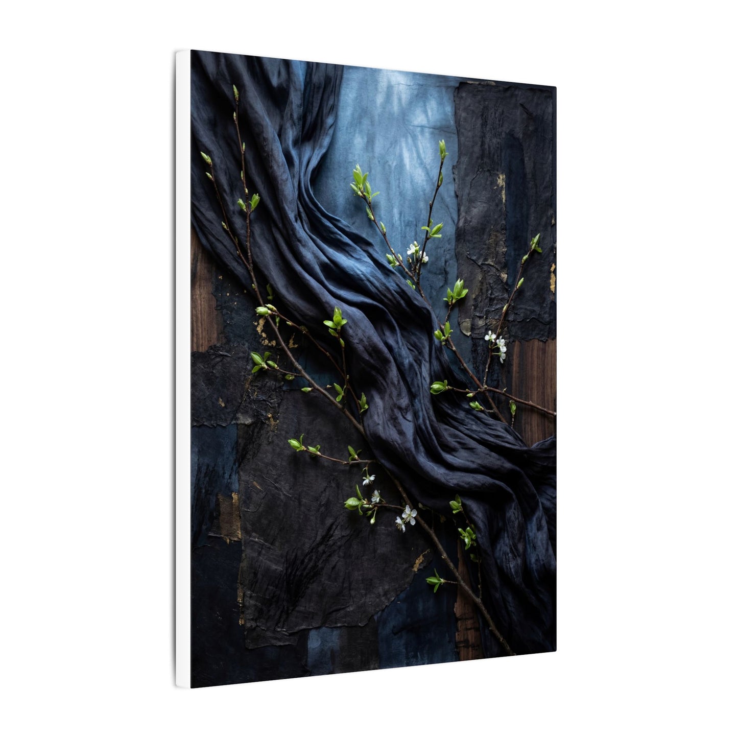 Spring Silk Drape Dark Texture Canvas Art | Atmospheric Decor