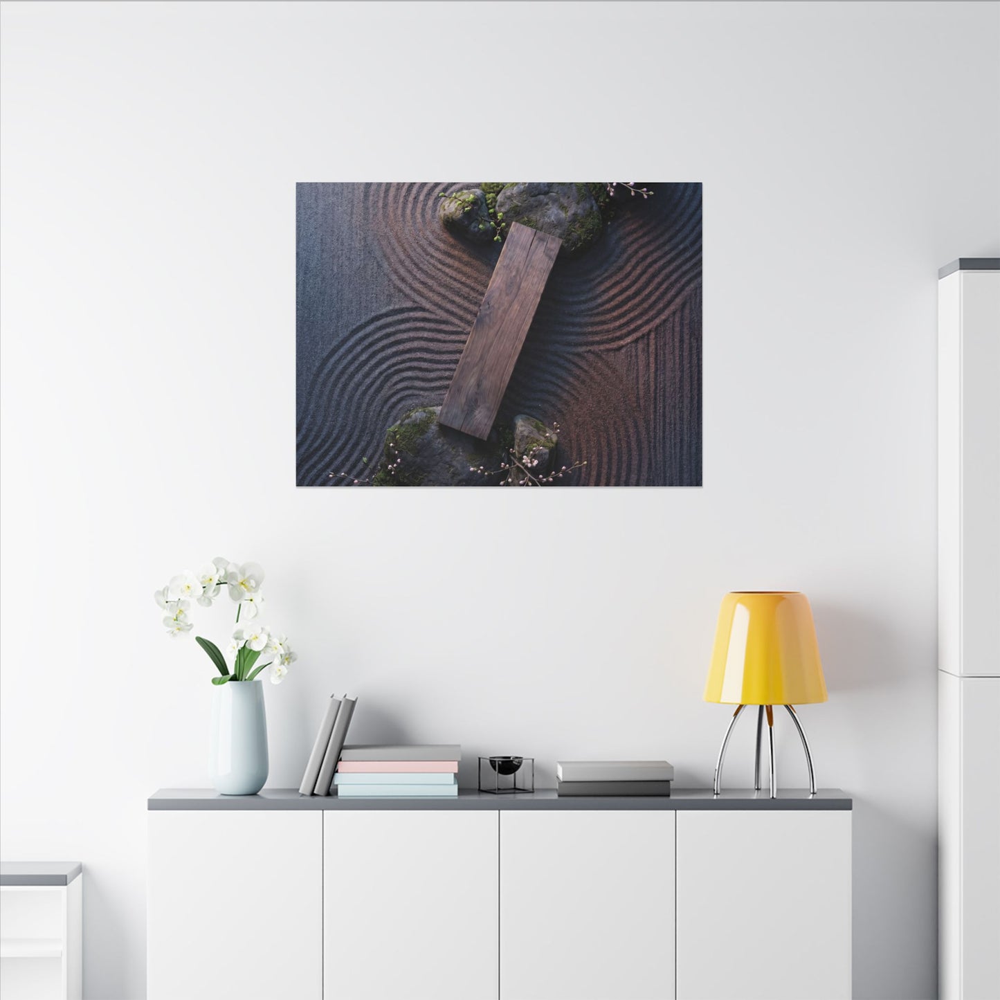 Spring Rock Garden Moody Minimal Canvas Art | Atmospheric Decor