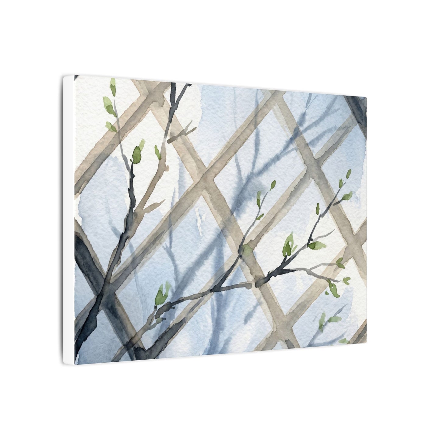 Shoji Screen Canvas Art | Spring Japandi Watercolor Art