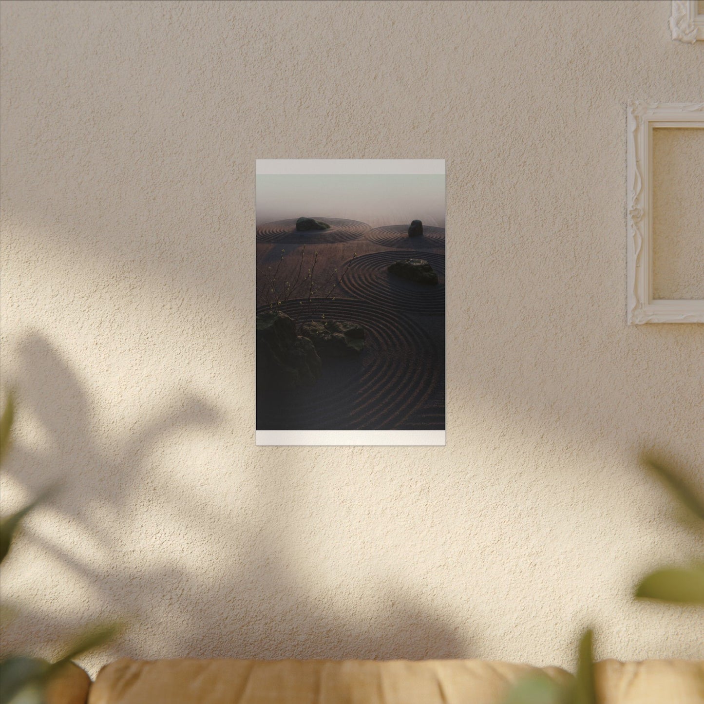 Spring Rock Garden Shadow Zen Canvas Art | Luxurious Decor