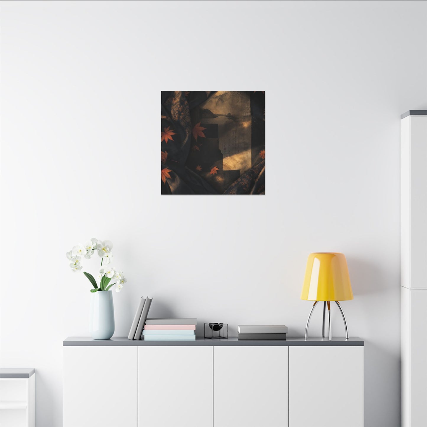 Autumn Silk Drape Shadow Zen Canvas Art | Bold Decor