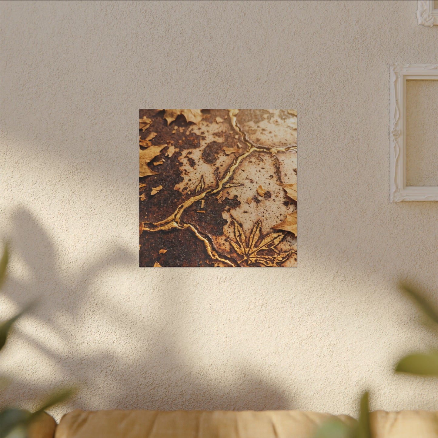 Kintsugi Rust Patina in Golden Hour | Gold Vein Canvas Art
