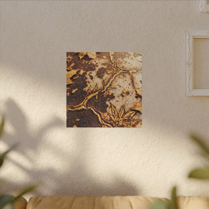 Kintsugi Rust Patina in Golden Hour | Gold Vein Canvas Art