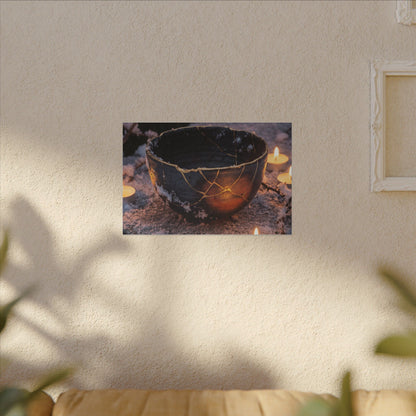 Ceramic Bowl Gold Repair Canvas Art | Beautiful Kintsugi Art