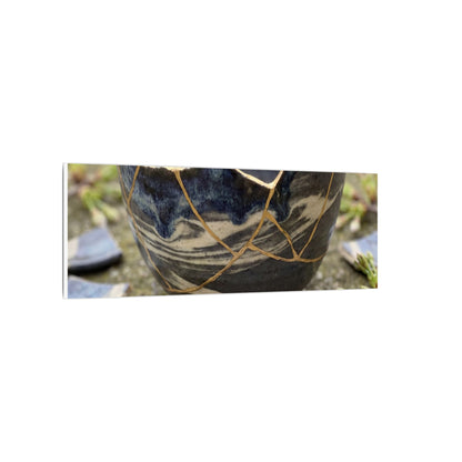 Datsuzoku Ceramic Bowl Canvas Art - Kintsugi Gold Repair