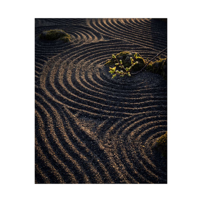 Rock Garden Shadow Zen Wall Art Print | Atmospheric Dark Japandi Art