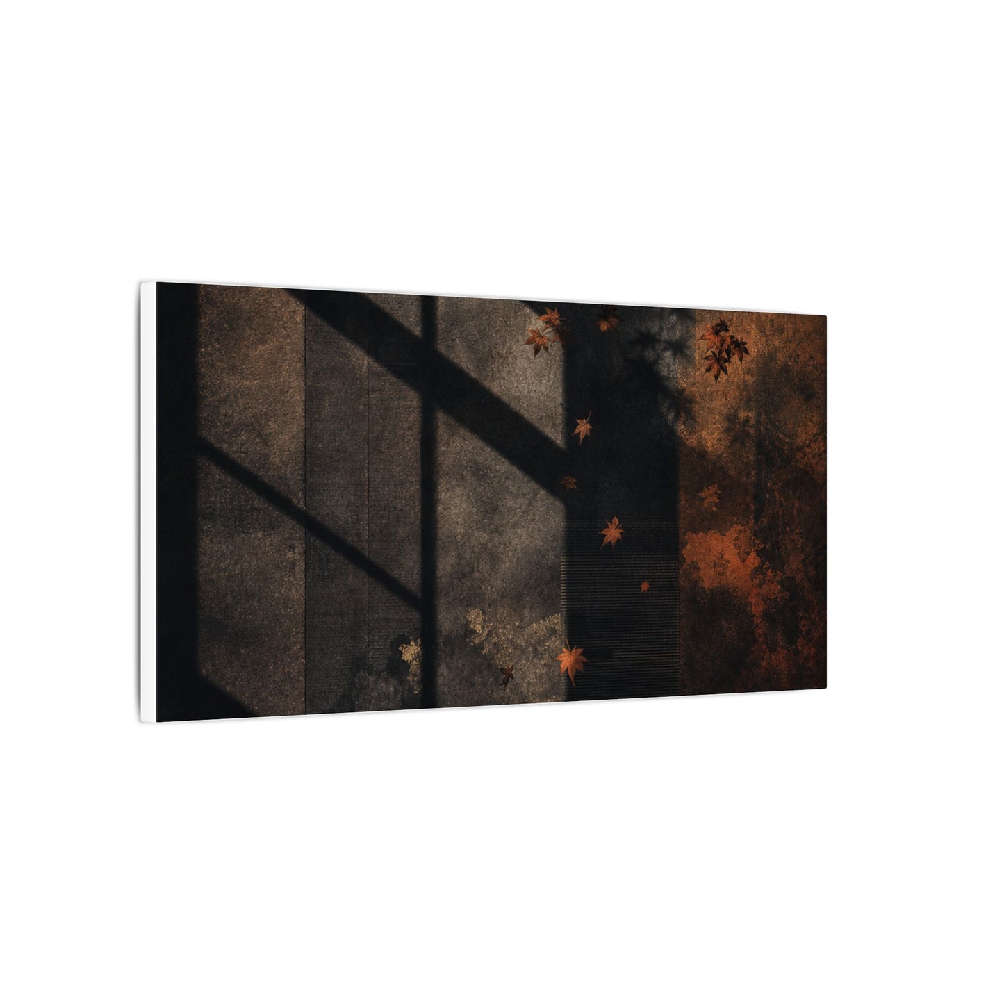 Sophisticated Shadow Play Canvas Art - Dark Texture Dark Japandi