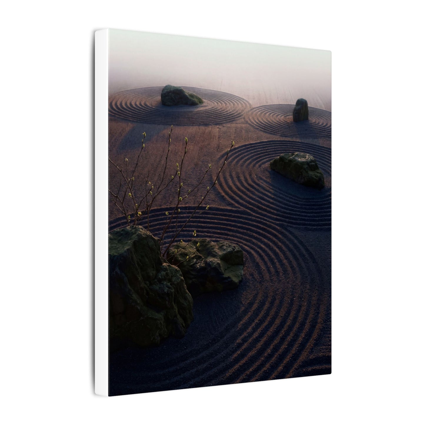 Spring Rock Garden Shadow Zen Canvas Art | Luxurious Decor