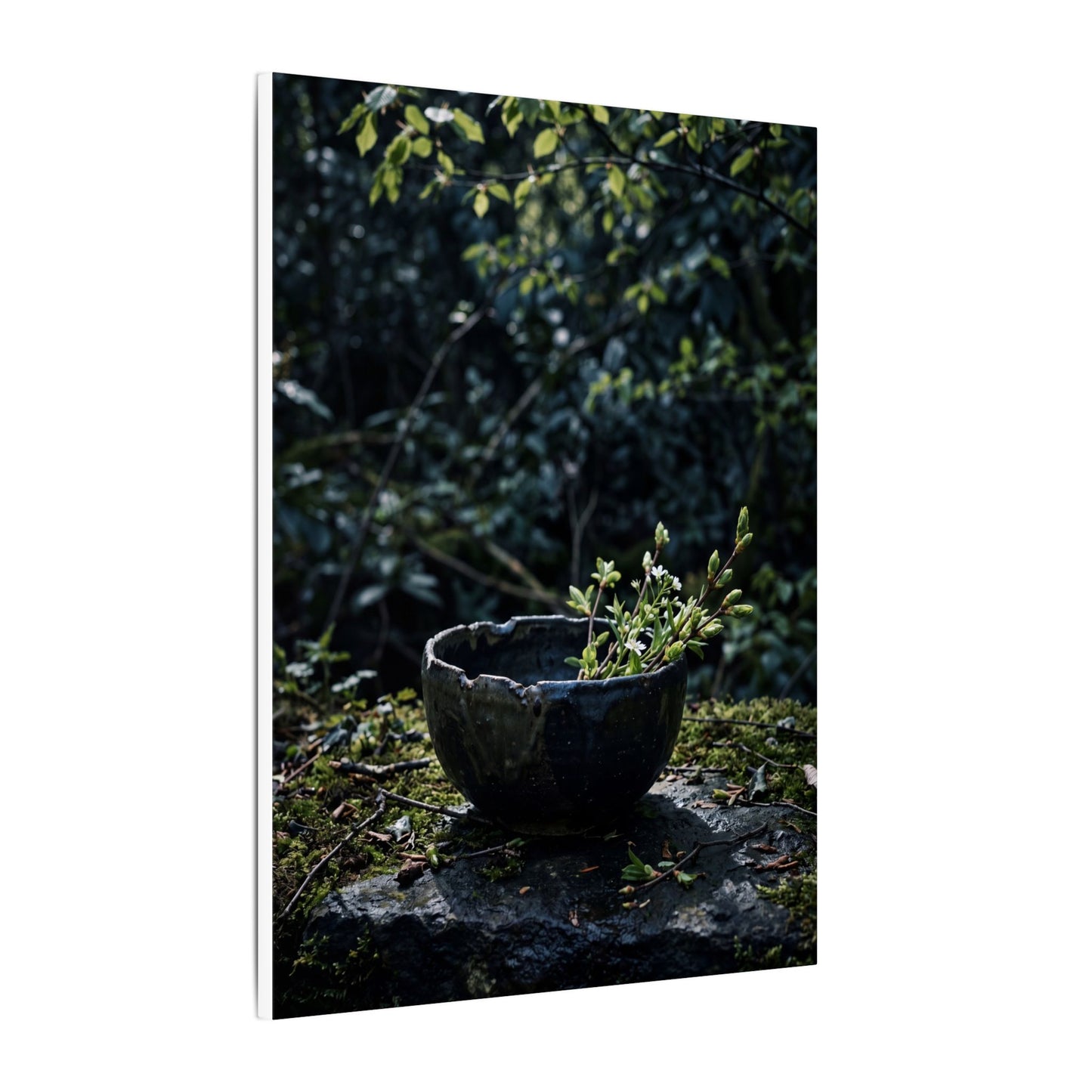 Dappled Ceramic Bowl Canvas Art - Dark Japandi Datsuzoku