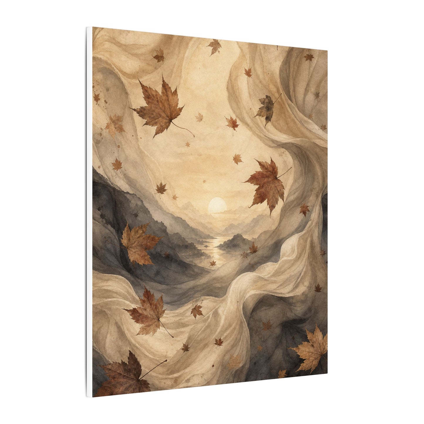 Autumn Silk Drape Watercolor Canvas Art | Earthy Decor