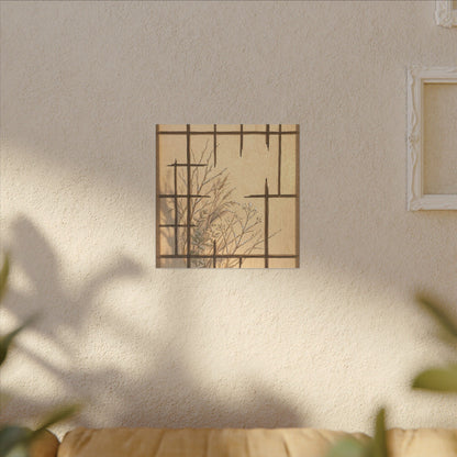 Shoji Screen Canvas Art | Winter Japandi Minimal Line Art