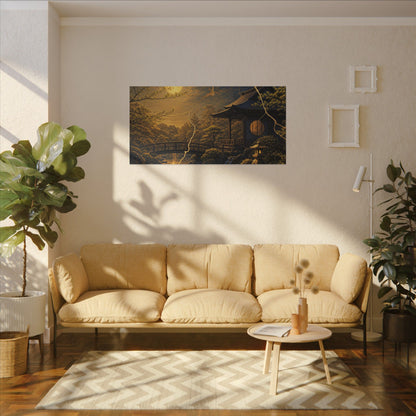 Spring Moonlit Garden Gold Vein Canvas Art | Resilient Decor