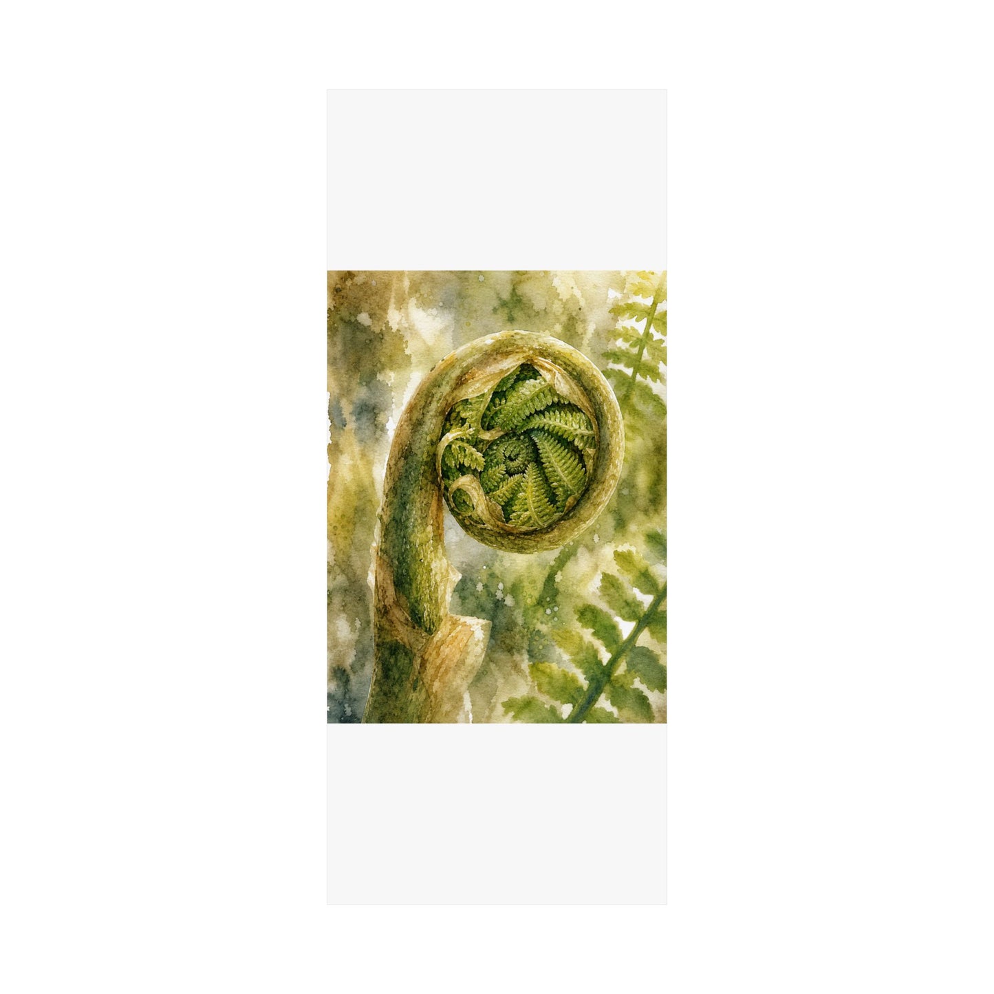 Elegant Fern Unfurling Wall Art Print - Watercolor Japandi