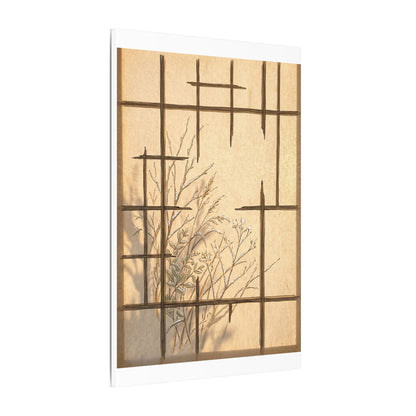 Shoji Screen Canvas Art | Winter Japandi Minimal Line Art