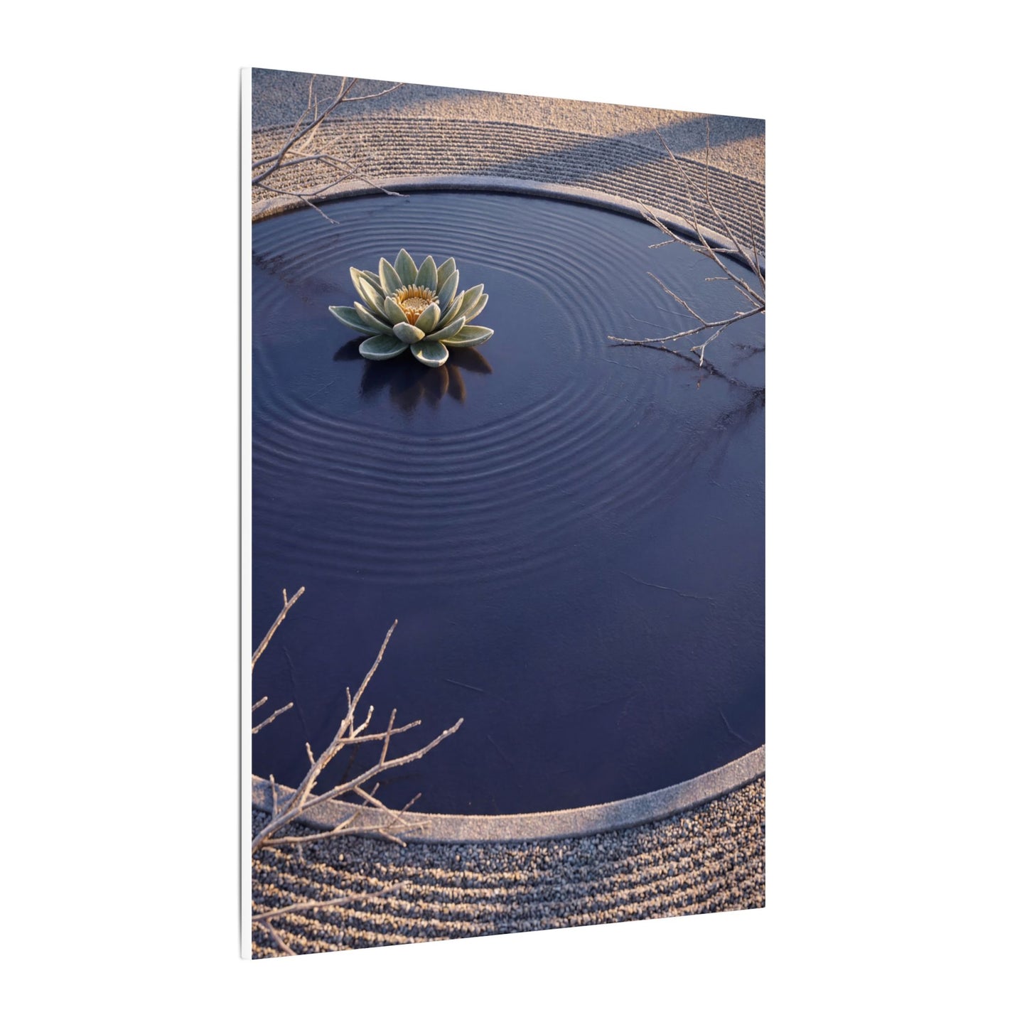 Lotus Flower Canvas Art | Winter Zen Karesansui Art Art Print